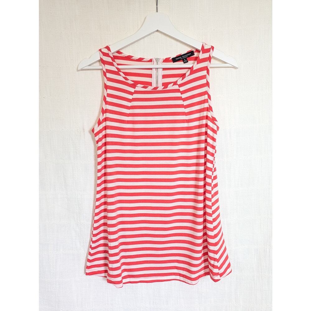 Green Envelope Red & White Striped Sleeveless A-Line Tank Top – Size S
